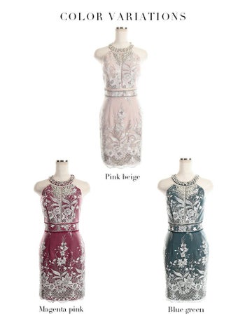 ROBEdeFLEURS Glossy[ローブドフルール グロッシー]スパンコール 刺繍レース×ラグジュアリー ミニドレス[綾野あすか][2138]