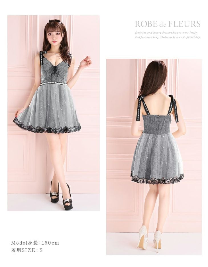 ROBEdeFLEURS ローブドフルール  チェック柄ツイル× フレア ミニドレス[2154a]