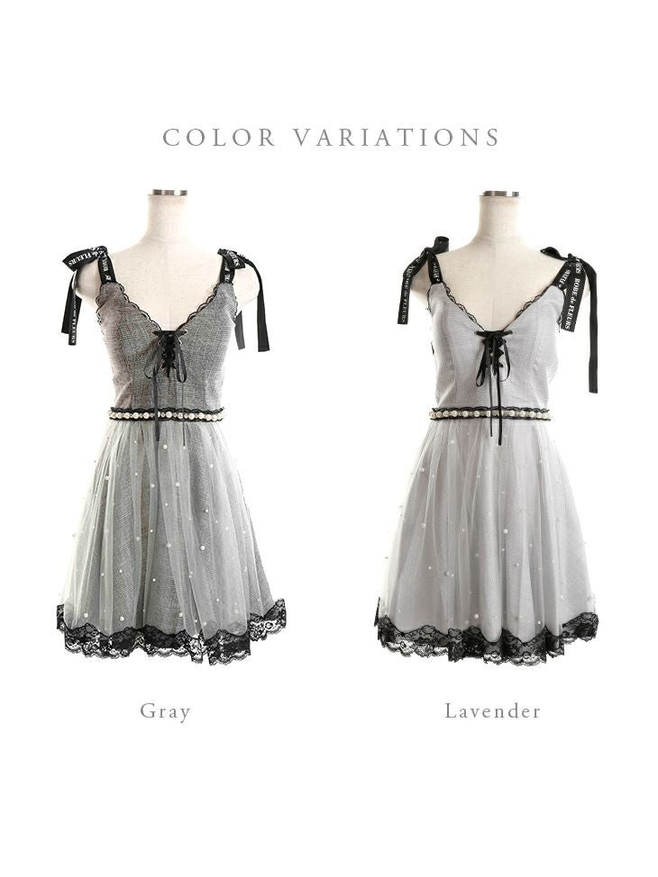 ROBEdeFLEURS ローブドフルール  チェック柄ツイル× フレア ミニドレス[2154a]