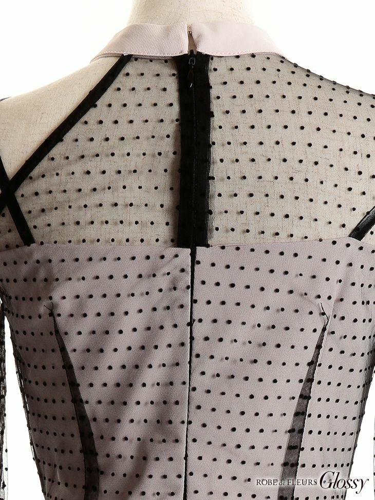 ROBEdeFLEURS Glossy[ローブドフルール グロッシー]ジッパー× ロングスリーブ ミニドレス[桜咲乃愛][2128]