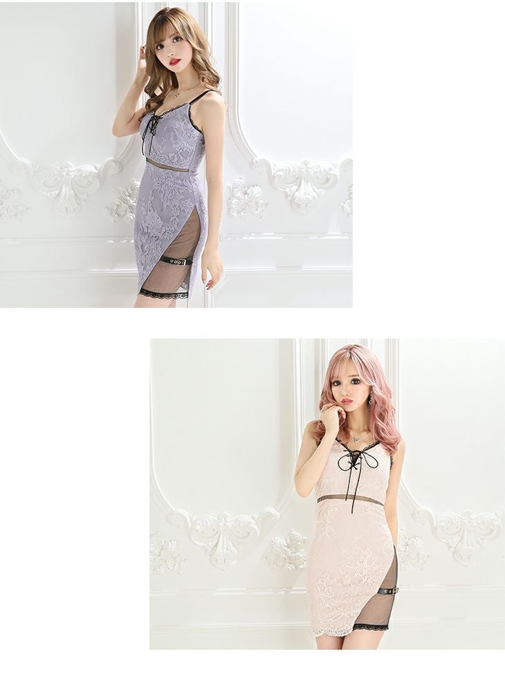 ROBEdeFLEURS Glossy[ローブドフルール グロッシー]バスト レースアップ× ミニドレス[愛川みれい][2115]