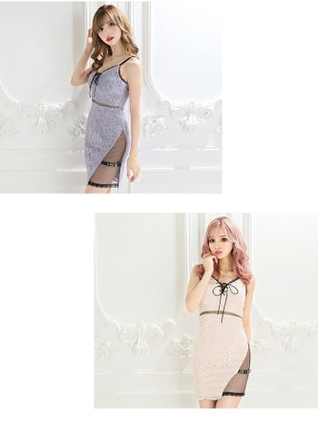 ROBEdeFLEURS Glossy[ローブドフルール グロッシー]バスト レースアップ× ミニドレス[愛川みれい][2115]