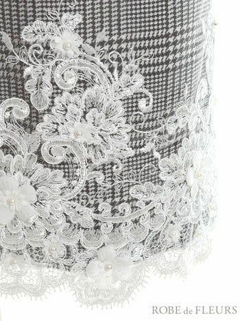 ROBEdeFLEURS ローブドフルール  サイド チュール切替×ギンガムチェック タイト ミニドレス[2176]