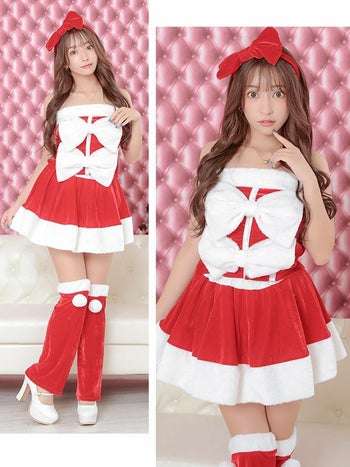 [サンタコスプレ SET]ビッグリボン ベアミニ フレア サンタコス[エレナ]