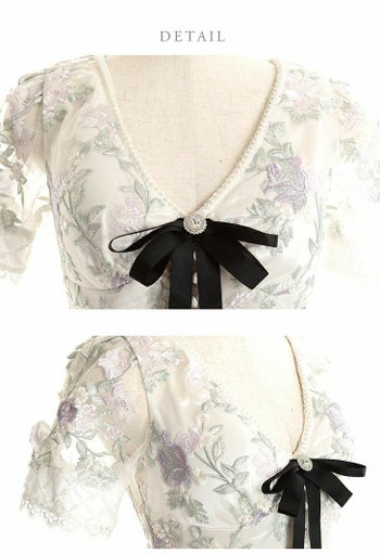 ROBEdeFLEURS ローブドフルール プリンセス フラワー刺繍 フレア ミニドレス[2245dbl]