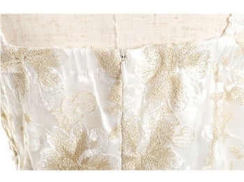 ROBEdeFLEURS ローブドフルール 立体 フラワーモチーフサイドメッシュレース タイトロングドレス[2158]