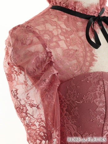 ROBEdeFLEURS ローブドフルール フェミニンレース 七分袖 タイト ミニドレス[2272]