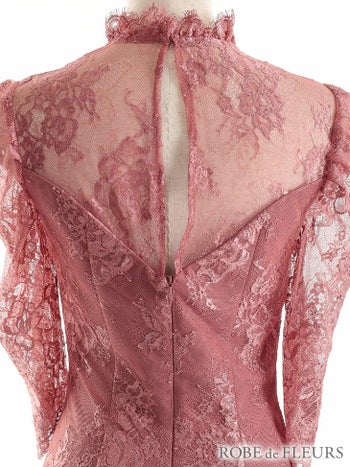 ROBEdeFLEURS ローブドフルール フェミニンレース 七分袖 タイト ミニドレス[2272]