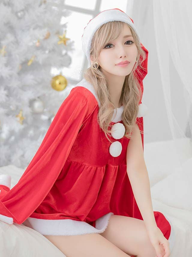 [サンタコスプレ SET]ケープスリーブ ショートパンツ サンタコス[綾野あすか]