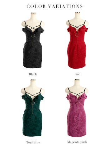 ROBEdeFLEURS Glossy[ローブドフルール グロッシー]フロント ジッパー×バストクロス ミニドレス[真優川咲][2277]