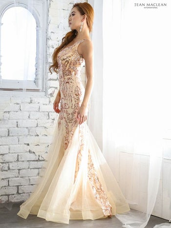 キャバドレス [JEANMACLEAN][ジャンマクレーン]jm-ld-11878 スパンコール刺繍×メッシュチュールマーメイトロングドレス(2color)(9号サåイズ)画像３