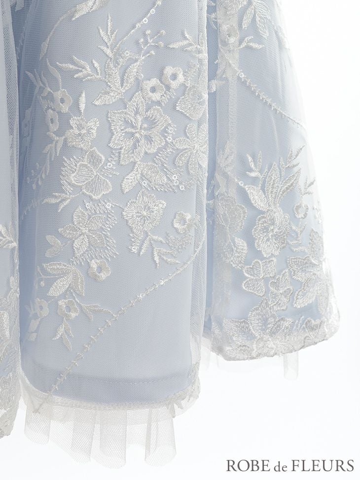 ROBEdeFLEURS ローブドフルール 3D フラワーモチーフ フリル ノースリーブ フレア ミニドレス[2327]