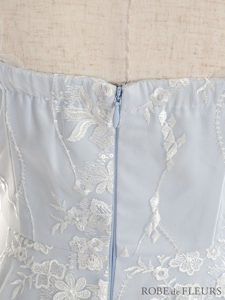 ROBEdeFLEURS ローブドフルール 3D フラワーモチーフ フリル ノースリーブ フレア ミニドレス[2327]