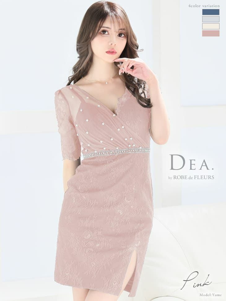 DEA.by ROBE de FLEURS/ディア ミニドレス ♡ DEA.by ROBE de FLEURS/ディア】総レース パール付きチュール 袖あり