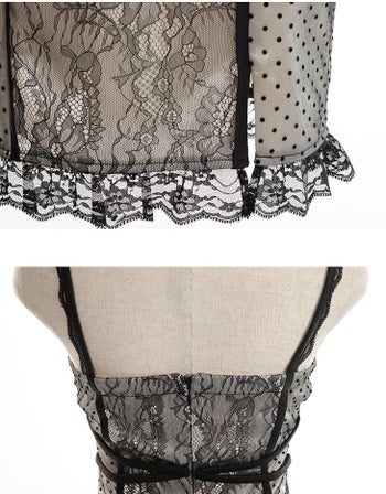 ROBEdeFLEURS Glossy[ローブドフルール グロッシー]ドットチュール× ミニドレス[真優川咲][2341]