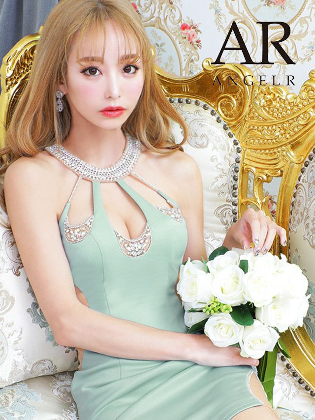Angel R/エンジェルアール】ビジュ ホルターネック タイトミニドレス