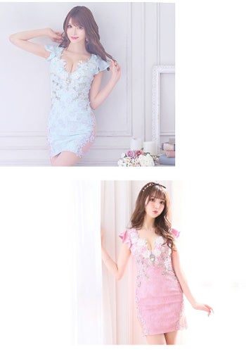 ROBEdeFLEURS ローブドフルール 立体 フラワーラグジュアリー ミニドレス[2134]