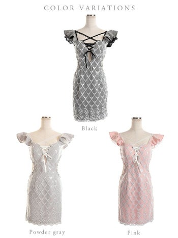 ROBEdeFLEURS ローブドフルール  編み上げリボン× タイト ミニドレス[2284]