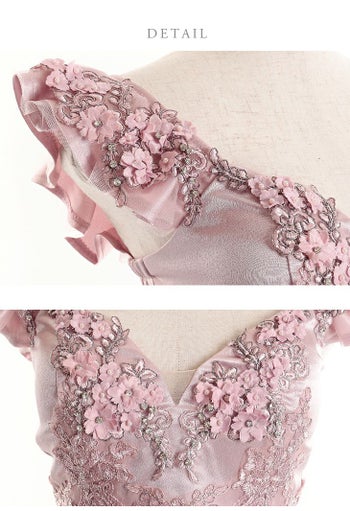 ROBEdeFLEURS ローブドフルール 立体フラワー 刺繍レース ノースリーブ フレア ミニドレス[2070]