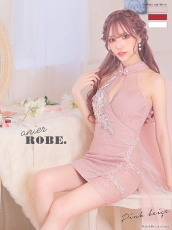 ROBEdeFLEURS ローブドフルール ラグジュアリーレースチャイナ タイト ミニドレス[4000]