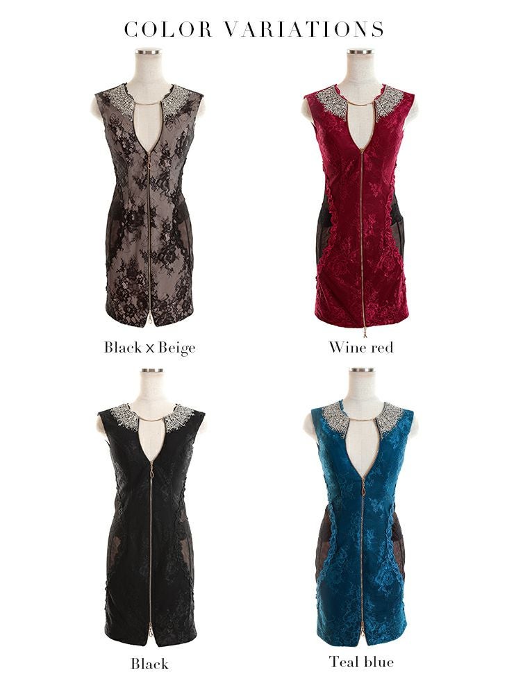 Glossy by ROBE de FLEURS/グロッシー】フロント ジップ サイドシアー