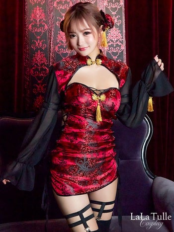[ハロウィン コスプレ通販]シアーデザインタイトミニチャイナドレス ハロウィンコスプレ