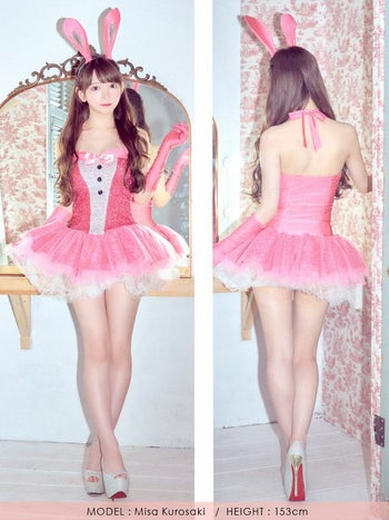  [コスプレ] セクシーフレアスカートバニーガール [3点セット] (ワンピース/手袋/カチューシャ)