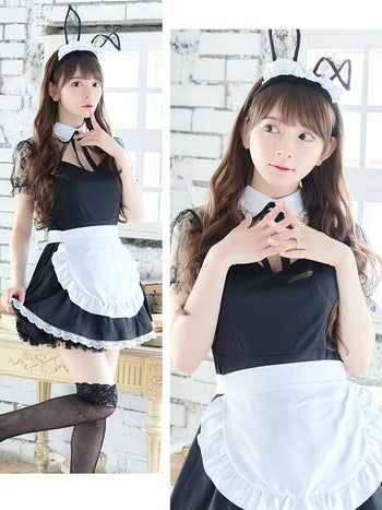 [ハロウィン コスプレ通販]フレアスカート×レースメイド風バニー アニマル  ハロウィンコスプレ