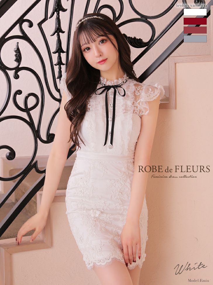 ROBEdeFLEURS/ローブドフルール】フラワー レース ビジュー リボン