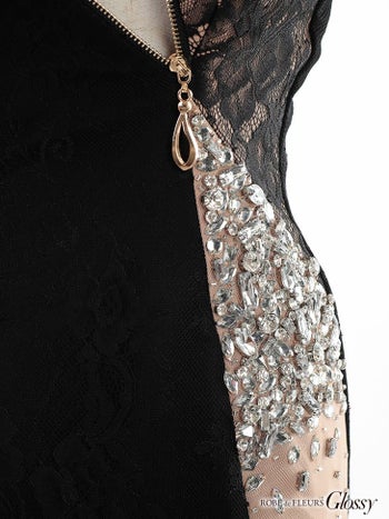 ROBEdeFLEURS Glossy[ローブドフルール グロッシー]フロント ジッパー×アシメトリースリーブ ミニドレス[XS/Lあり][真優川咲][2326]