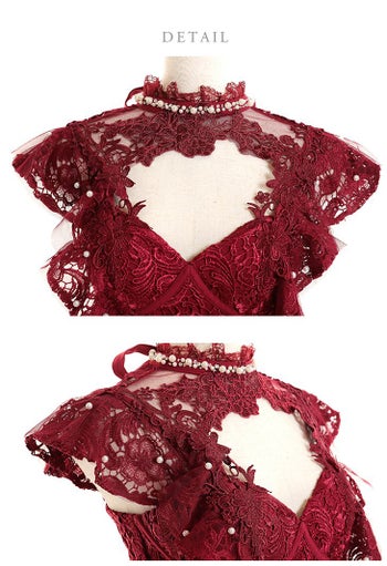 ディア バイ ローブドフルール [DEA] 2396 パール付き フリル  総レース ドレス