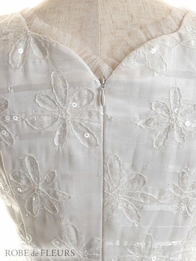 ROBEdeFLEURS ローブドフルール パールビジュー×レース フレア ミニドレス[2460]