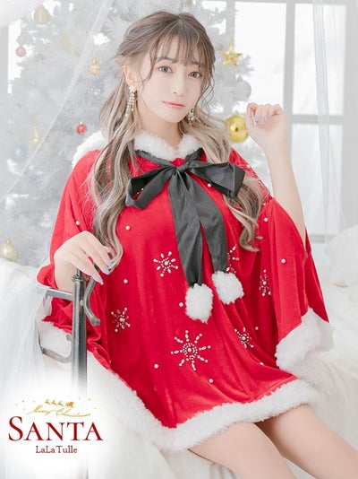 [サンタコスプレ SET]ショートパンツ スノービジュー ポンチョ風 サンタコス[エレナ]