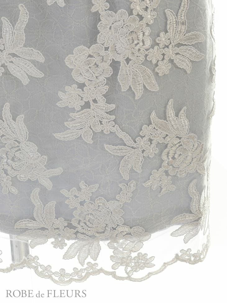 ROBEdeFLEURS ローブドフルール 首元リボン× 刺繍レース タイト ミニドレス[2496]