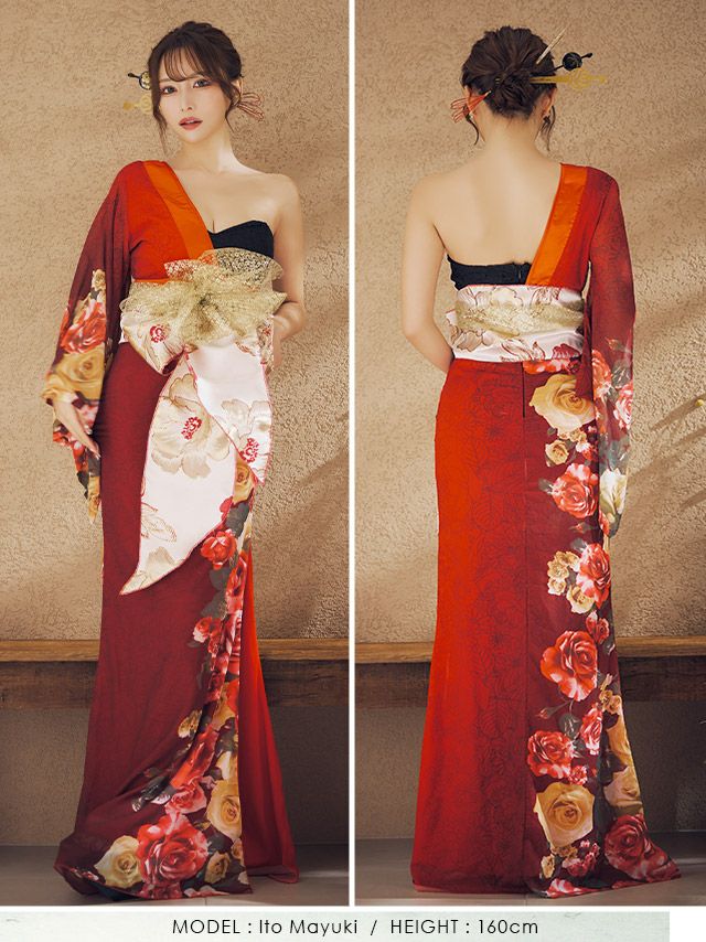 花魁ワンショルダーセクシ 一和装花魁［3点セット］（着物ドレス/帯2種） 000000012809-07.jpg?size=m&w=
