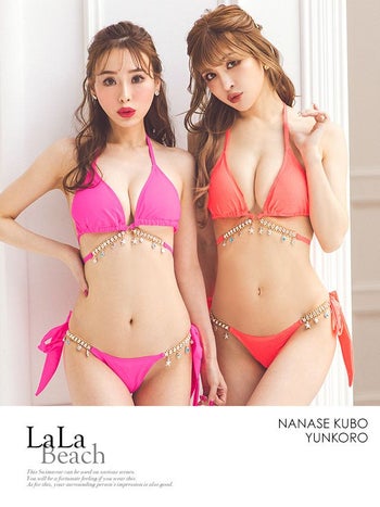 [水着]ビジュー チェーン付き ホルタータイプ スイムウェア