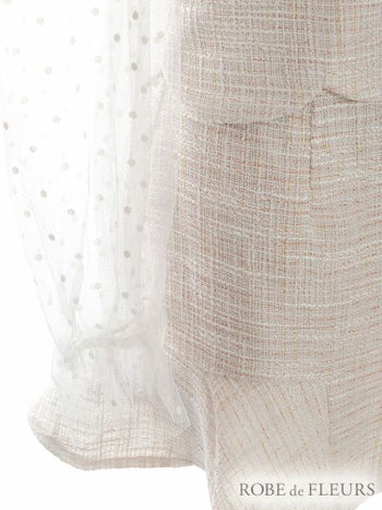 ROBEdeFLEURS ローブドフルール ツイード×ドット チュール スカートパンツドレス[2486]