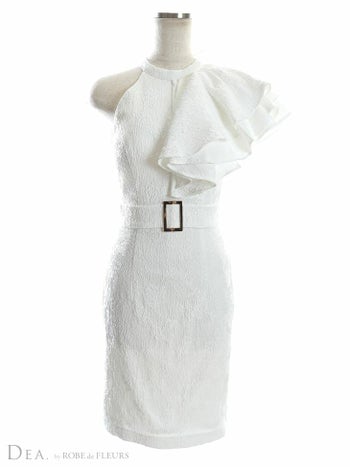 ディア バイ ローブドフルール [DEA] 2552 片サイ フリル  ジャガード  ミニドレス