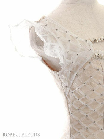 ROBEdeFLEURS ローブドフルール ダイヤ チュールｘラメサテン タイト ミニドレス[2469]