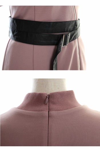 ROBEdeFLEURS Glossy[ローブドフルール グロッシー]ベルト付き ジッパー ミニドレス[真優川咲][2589-0]