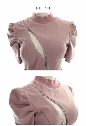 ROBEdeFLEURS Glossy[ローブドフルール グロッシー]ベルト付き ジッパー ミニドレス[真優川咲][2589-2]