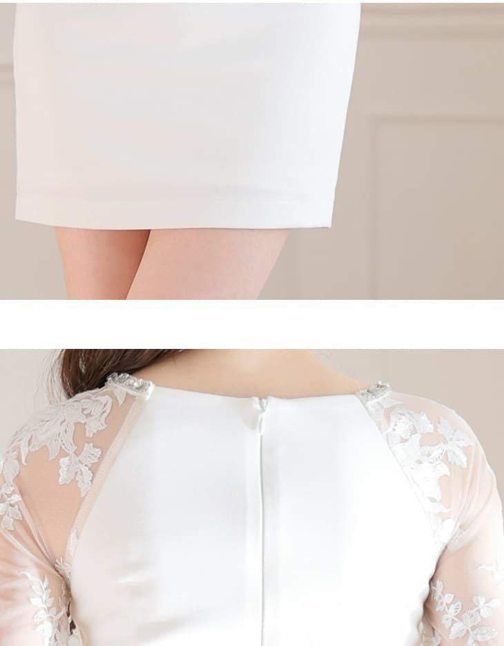 Glossy by ROBE de FLEURS/グロッシー】刺繍レーススリーブ ストレッチ