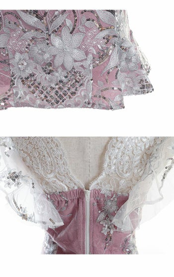 ROBEdeFLEURS ローブドフルール フロントクロス× スカートパンツ ピンク セットアップドレス[2630]