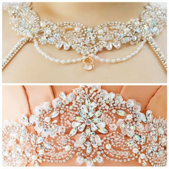 エンジェルアール [AngelR]デコルテパール チェーンウエストビジュー ミニドレス[きよみん][22209]