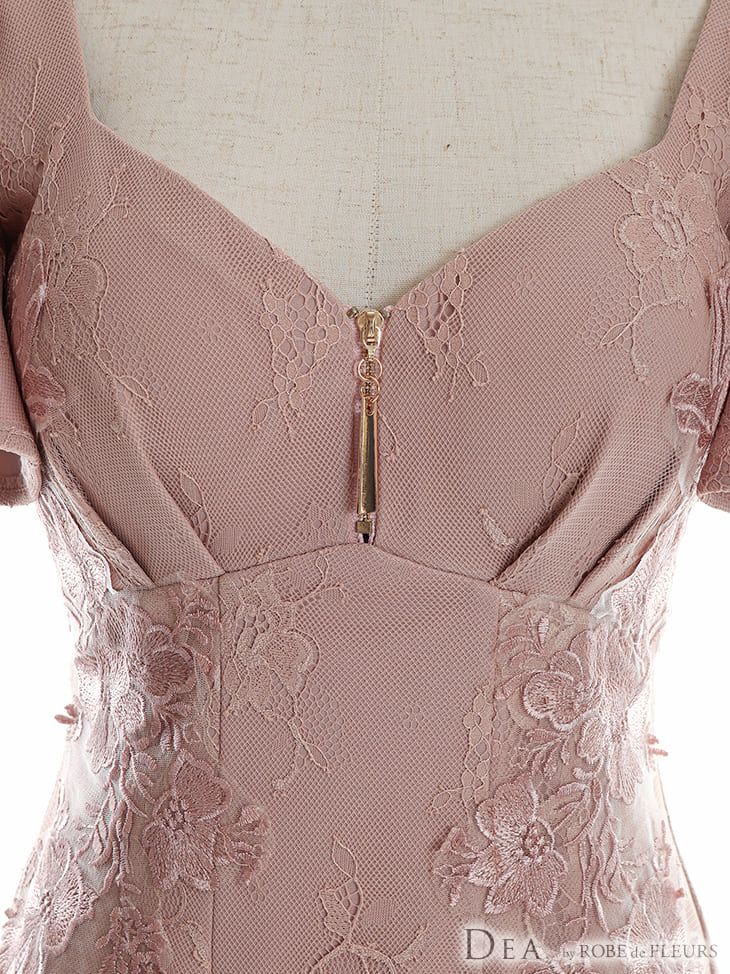 キャバドレス [DEA by ROBEdeFLEURS][ディア バイ ローブドフルール]de-md-de2598 総レース フリルスリーブ ホワイト タイトドレス(3color)(S/M/L)[ゆめ着用] 画像5