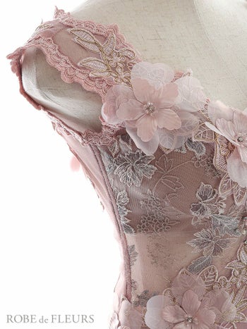 ROBEdeFLEURS ローブドフルール 立体 フラワーモチーフ チュール ストレッチ ホワイト タイト ミニドレス[2601]