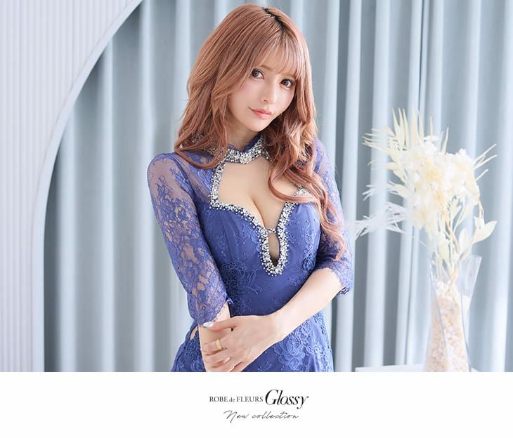 Glossy by ROBE de FLEURS/グロッシー】ビジュー× レーススリーブ