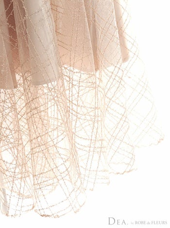 ディア バイ ローブドフルール [DEA] 2643 チェック 刺繍 シースルー ムードピンクひざ丈 フレアドレス