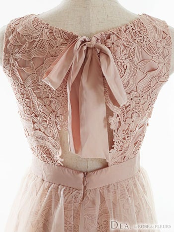 ディア バイ ローブドフルール [DEA]シースルーバストメイク オーガンジー ノースリーブ 膝丈フレアミディドレス(ブラック/モカ/ピンク)[ゆめ][2682]