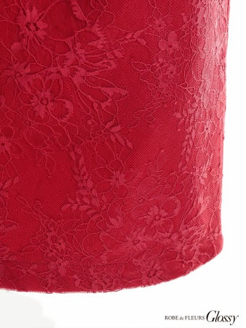 ROBEdeFLEURS Glossy[ローブドフルール グロッシー]デコルテビジュー チョーカー ストレッチ ホルターネック ワンカラー ミニドレス(レッド/ブラック/ホワイト/ブルー)[ゆめ][2818-1]